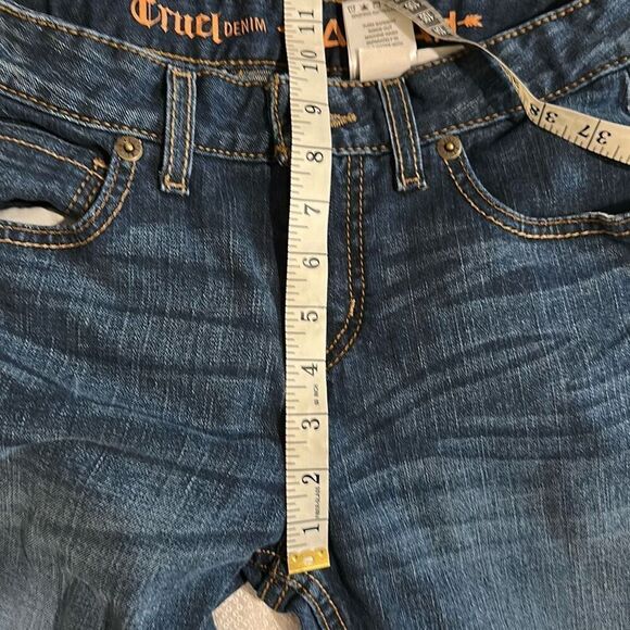 Cruel girl Hannah embroidered flare leg jeans 3 short petite 26 - Picture 10 of 10